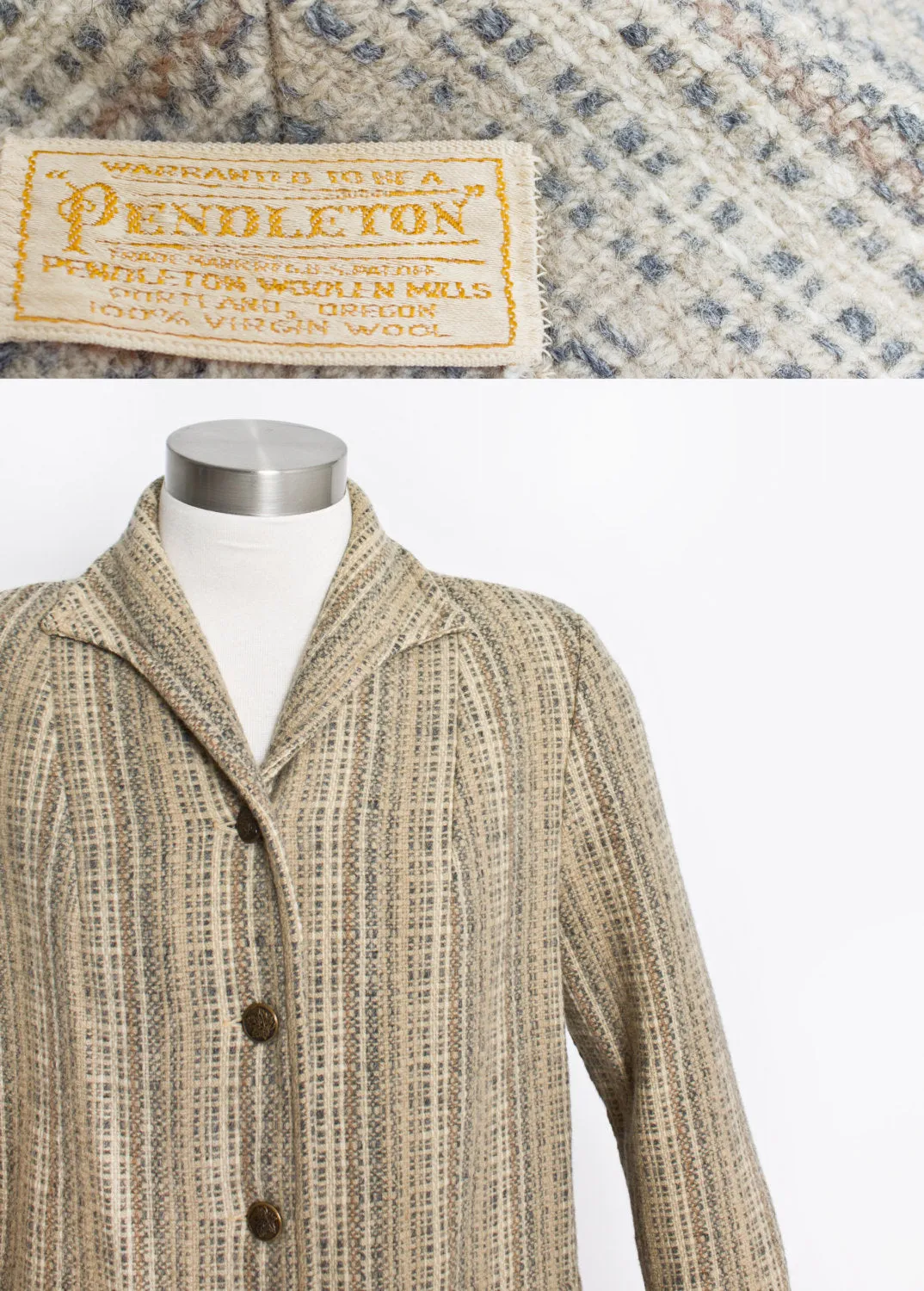 1960s PENDLETON Jacket Wool Tweed Mod Cropped Small