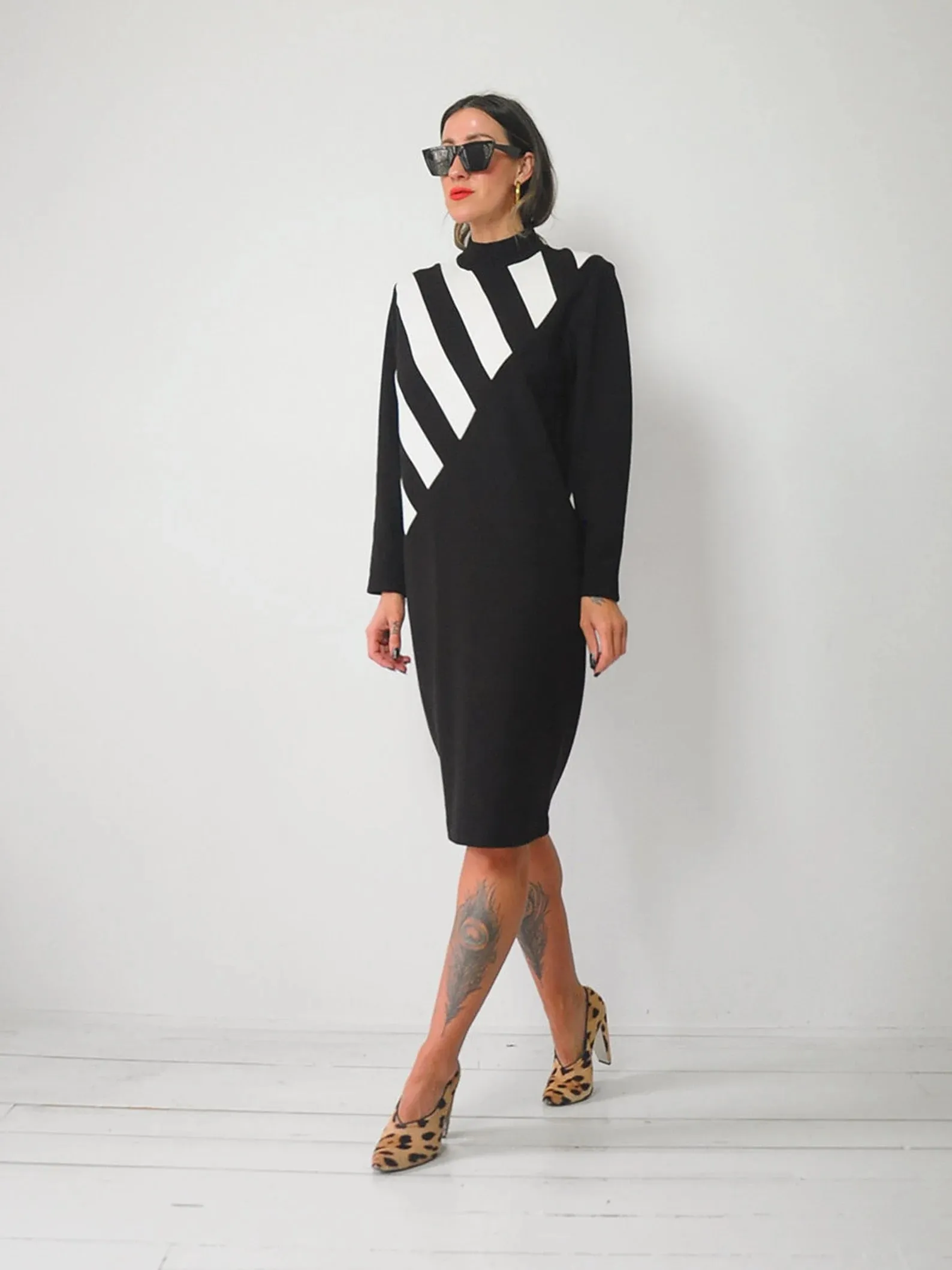 1980's Knit Striped Dress