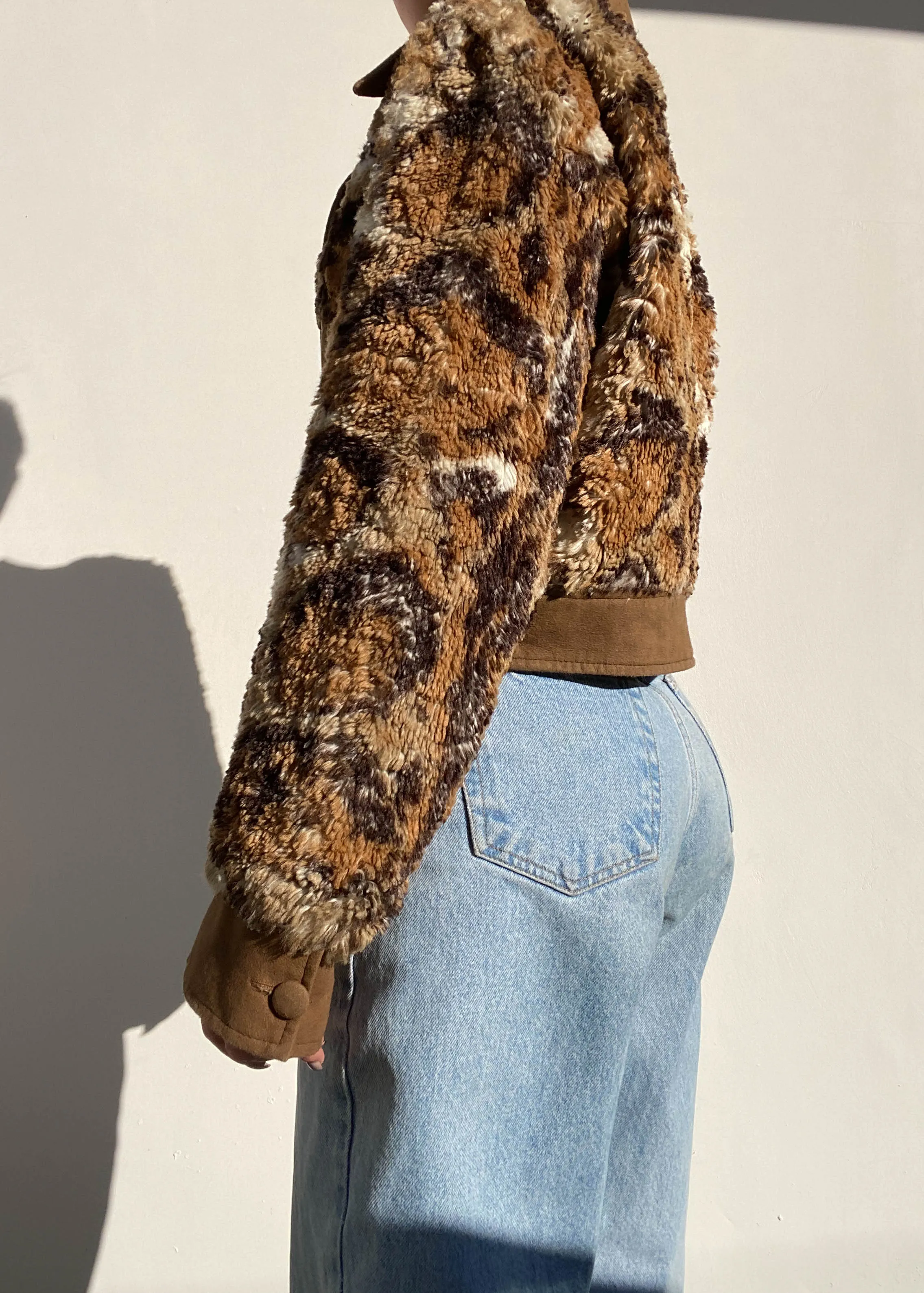 70's Fuzzy and Suede Jacket (M-L)