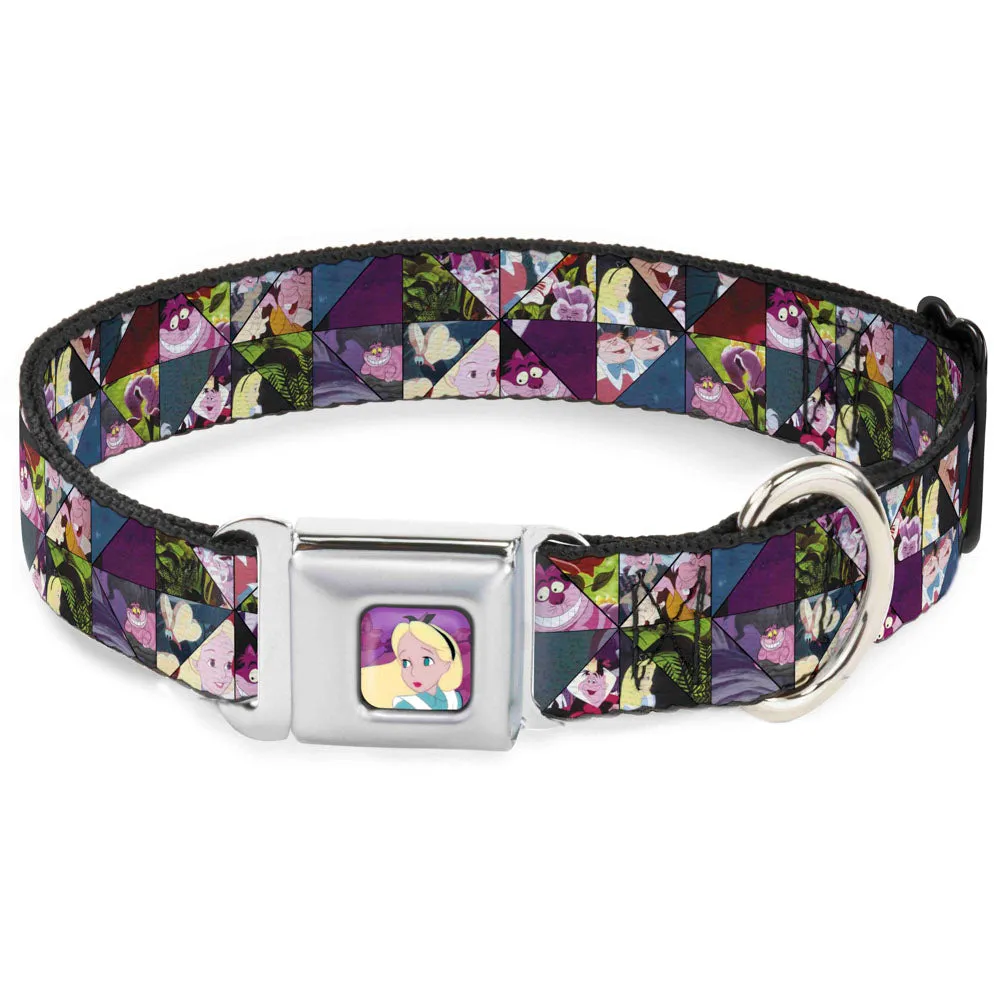 Alice/Cards Full Color Pinks Seatbelt Buckle Collar - Alice in Wonderland Kaleidoscope Scenes