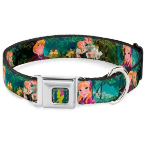 Anna Silhouette Full Color Blues Green Pink Seatbelt Buckle Collar - Anna & Hans/Anna & Kristoff Poses