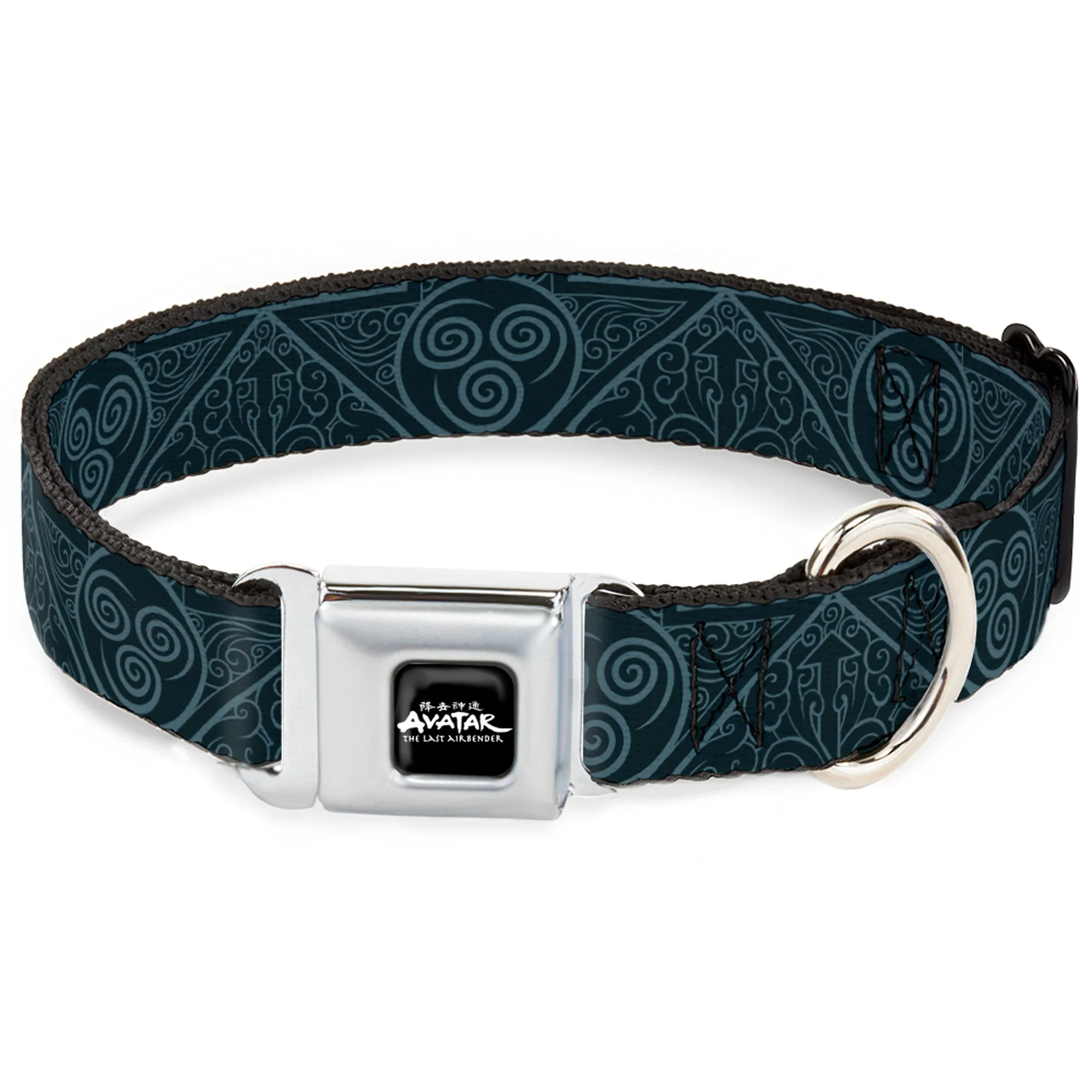 AVATAR LAST AIRBENDER Title Logo Full Color Black/White Seatbelt Buckle Collar - Avatar Last Airbender Air Element Symbol Blues