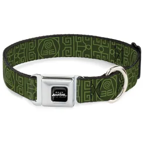 AVATAR LAST AIRBENDER Title Logo Full Color Black/White Seatbelt Buckle Collar - Avatar Last Airbender Earth Element Symbol Black/Olive Green