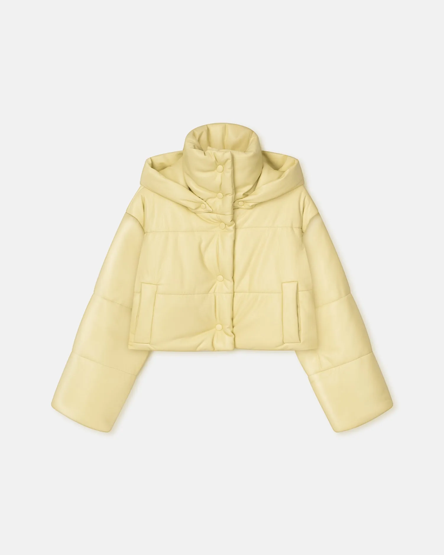 Aveline - Cropped Okobor™ Alt-Leather Puffer Jacket - Lemongrass