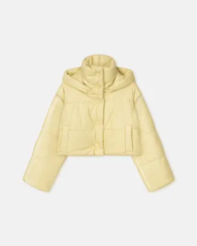 Aveline - Cropped Okobor™ Alt-Leather Puffer Jacket - Lemongrass