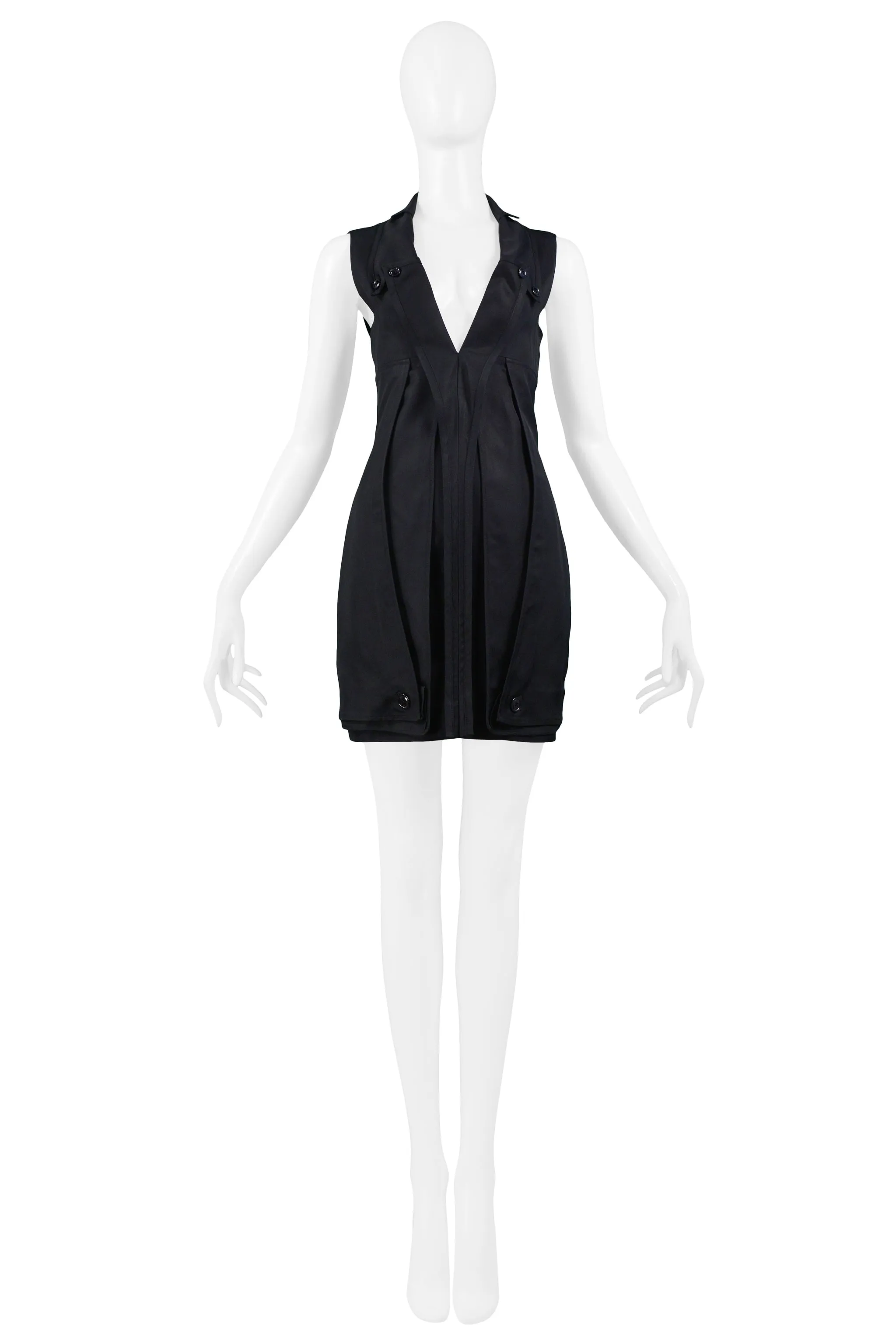 BALENCIAGA BY NICOLAS GHESQUIERE BLACK MODERNIST DRESS 2004