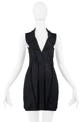 BALENCIAGA BY NICOLAS GHESQUIERE BLACK MODERNIST DRESS 2004