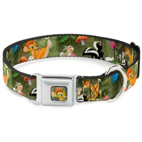 Bambi Face CLOSE-UP Full Color Gray Seatbelt Buckle Collar - Bambi & Friends Scene