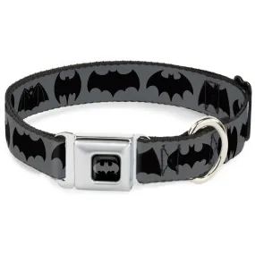 Batman Black/Silver Seatbelt Buckle Collar - Bat Logo Transitions Gray/Black