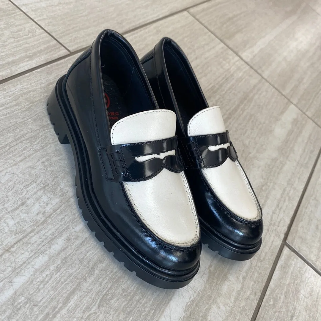 Blublonc Black and White Chunky Loafer