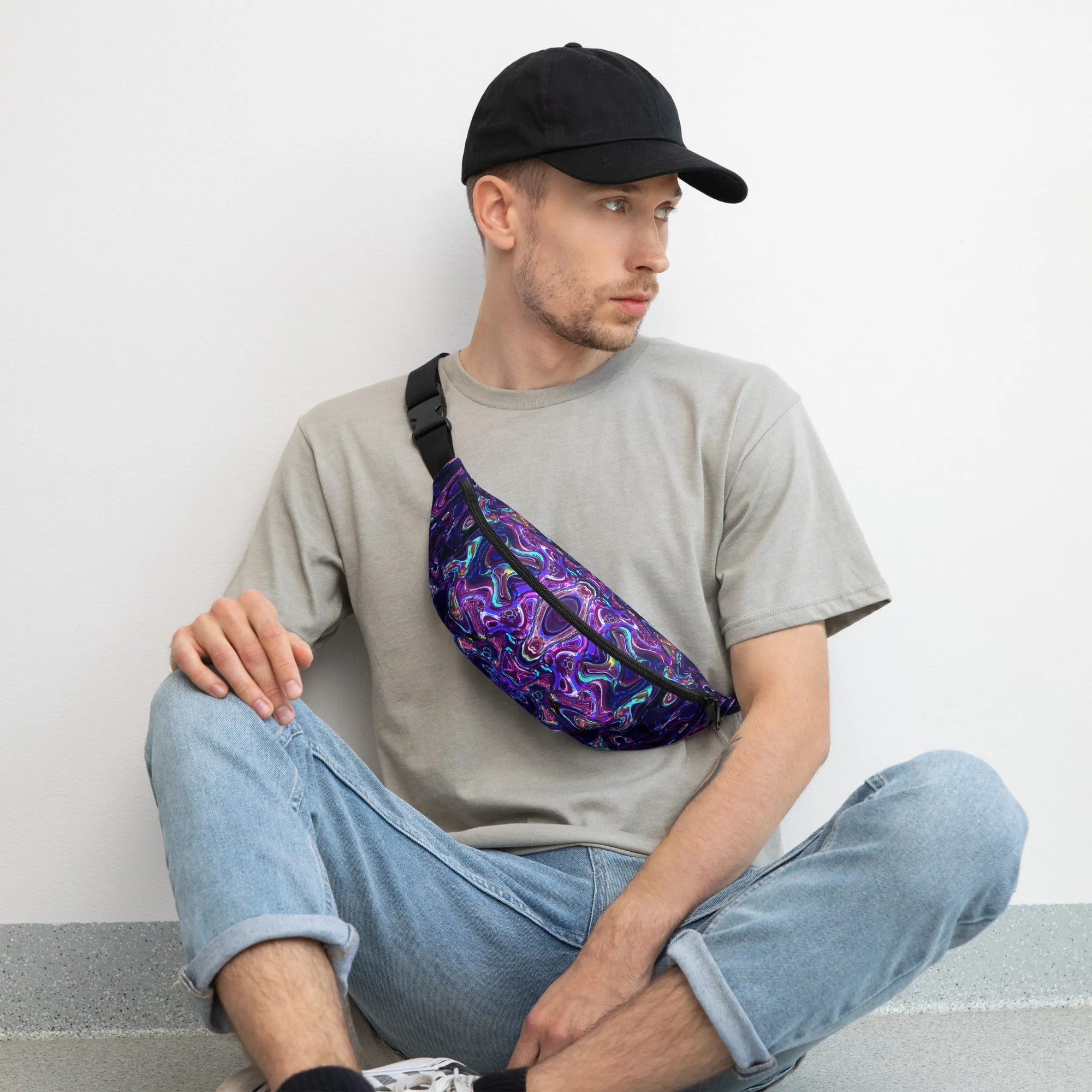 Blue and Purple Swirl Fanny Pack