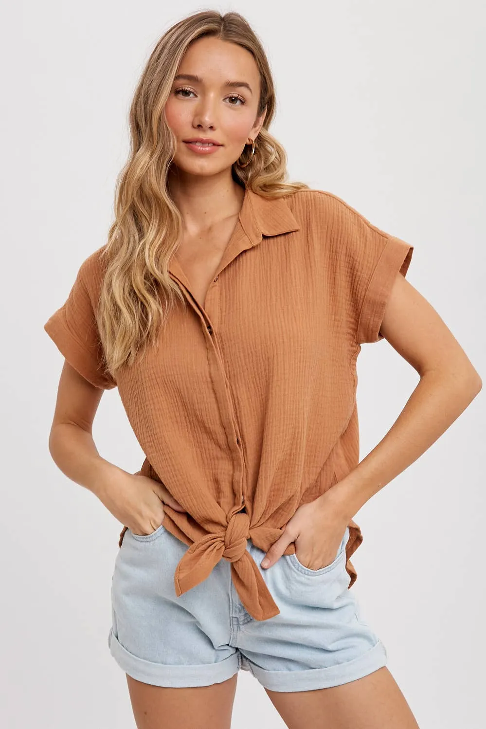 BLUIVY ESSENTIAL BUTTON UP COTTON SHIRT