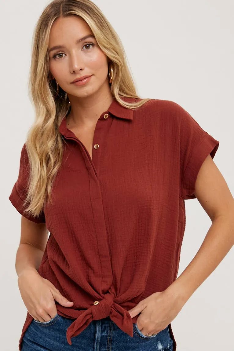 BLUIVY ESSENTIAL BUTTON UP COTTON SHIRT