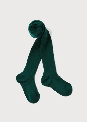 Bottle Green Ribbed Tights (3mths-8yrs)