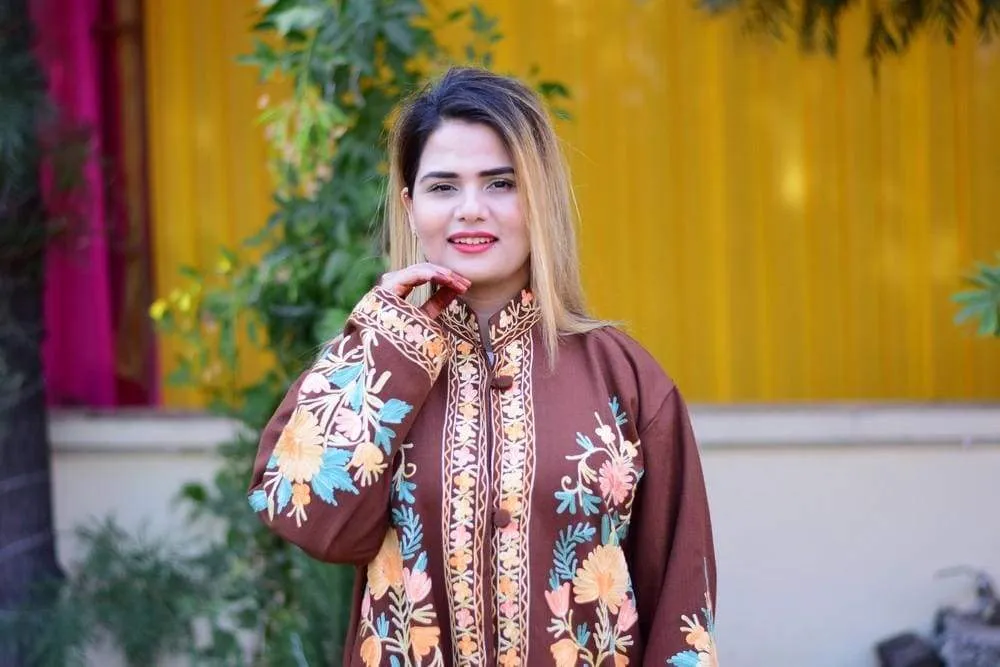 Brown Colour Aari Work Embroidered Jacket Designer Paisley Pattern