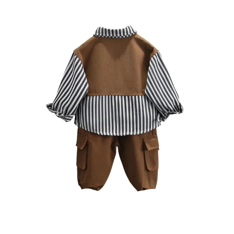 Brown Patch Striped Set