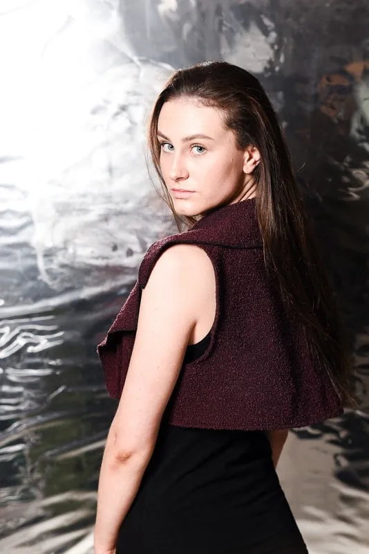 Burgundy Brown Bolero Sleeveless Shrug Jacket