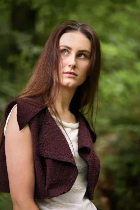 Burgundy Brown Bolero Sleeveless Shrug Jacket