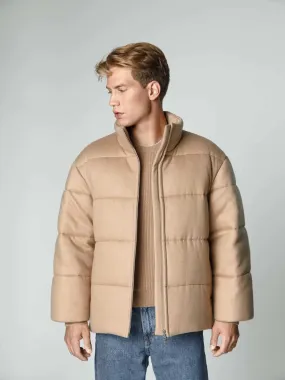 Camel color cashmere down jacket