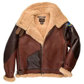 Cockpit USA Mens Pearl Harbor Reproduction B-3 Sheepskin Bomber Jacket