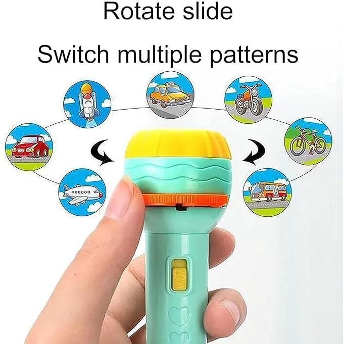 Combo of 2 - Mini Flashlight Torch Toy with 3 Slides, 24 Random Pattern