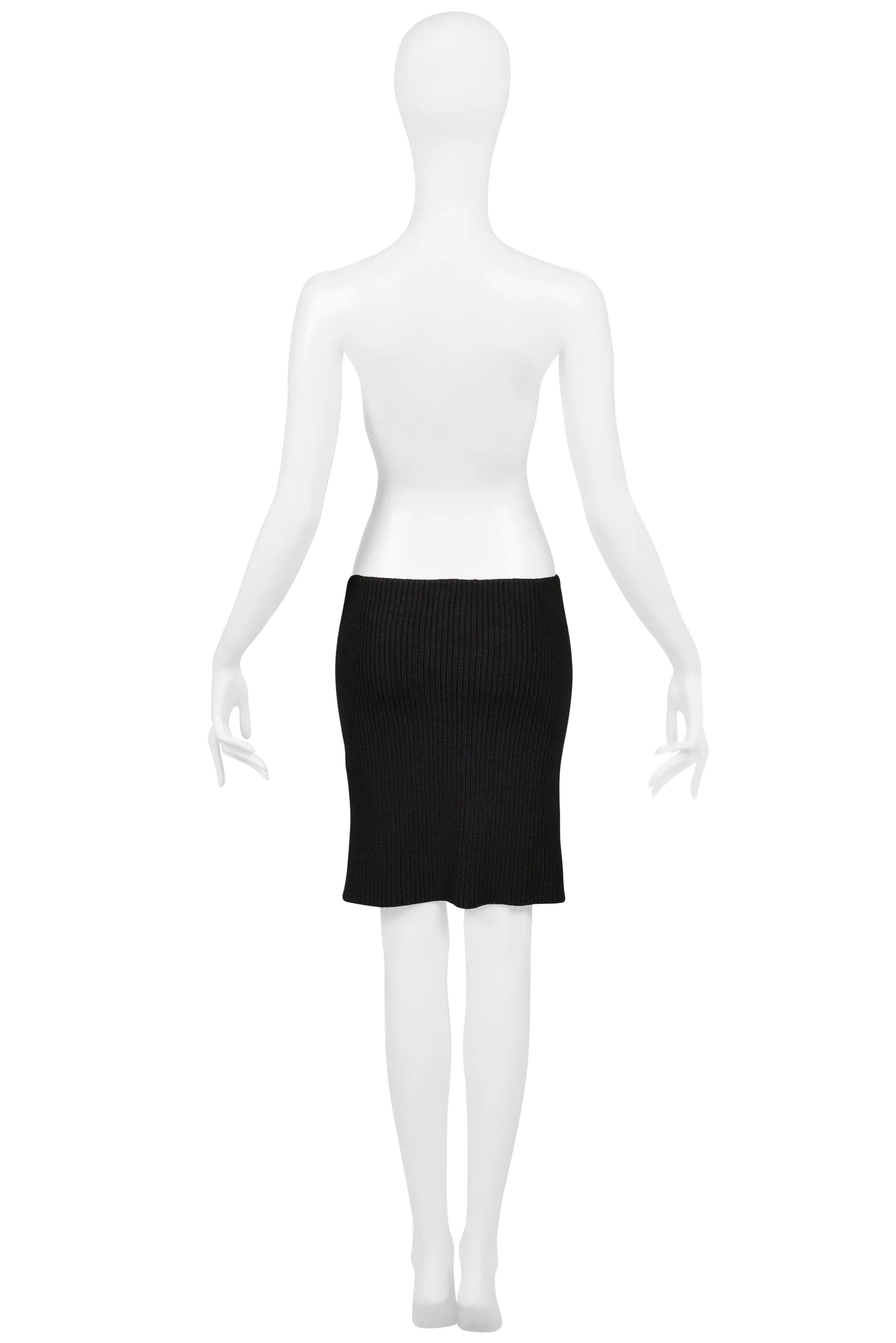 COMME DES GARÇONS BLACK RIBBED KNIT SKIRT W ZIPPER