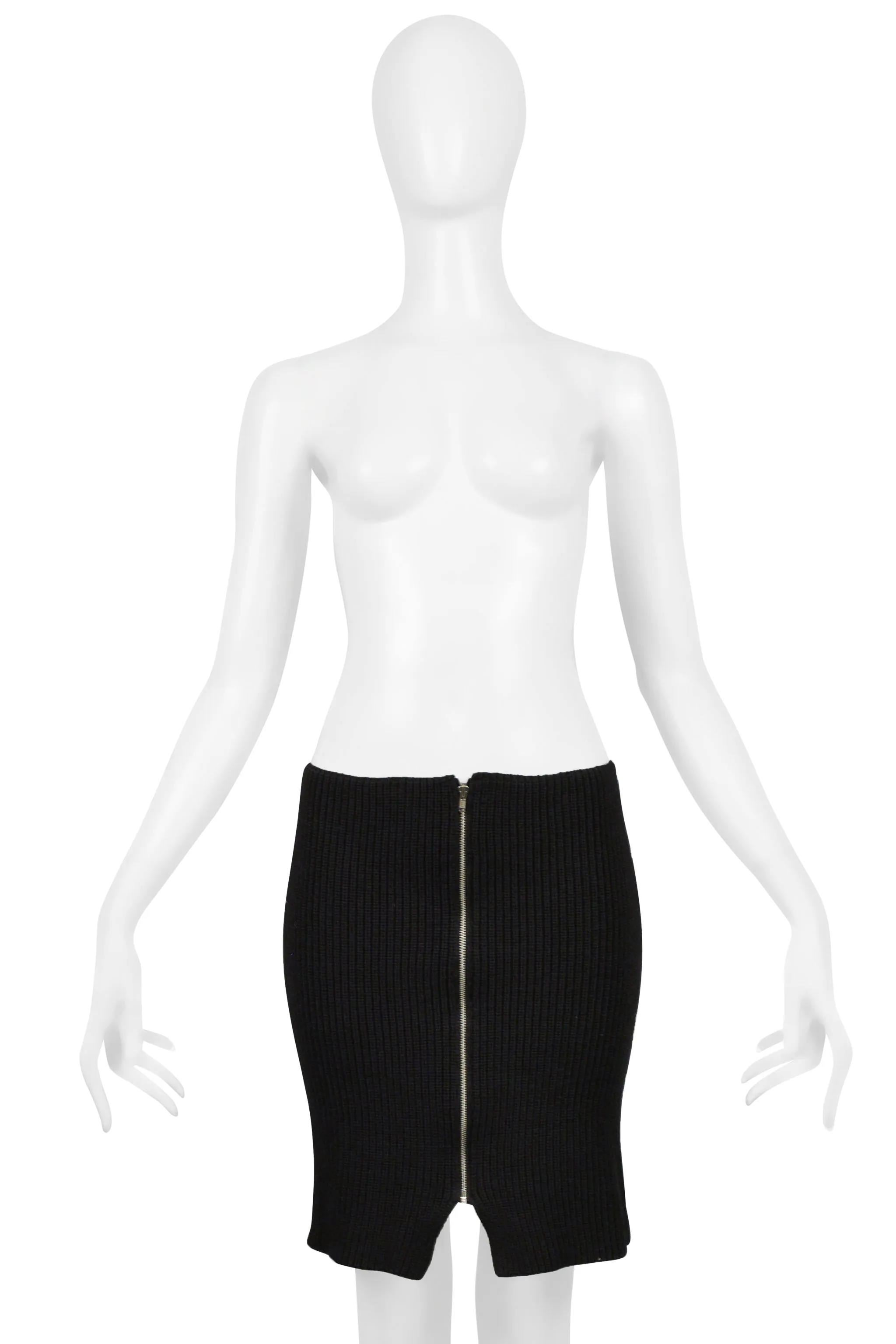 COMME DES GARÇONS BLACK RIBBED KNIT SKIRT W ZIPPER