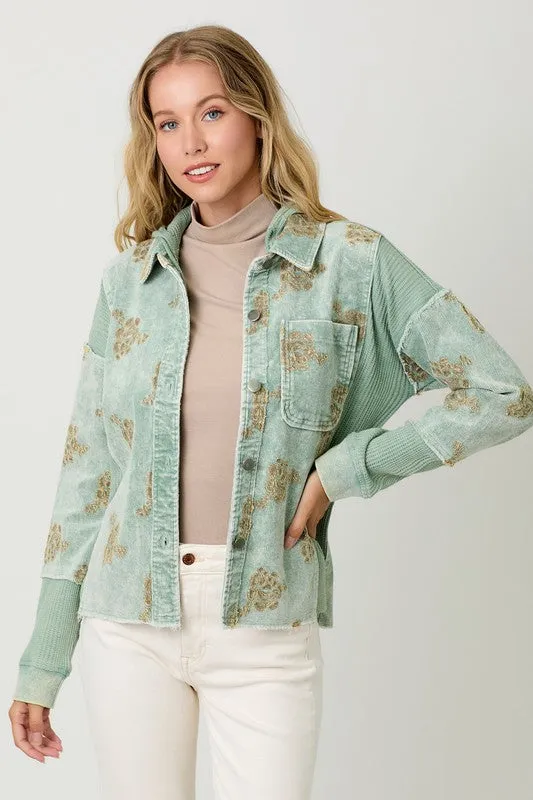 Flower Embroidery Hoodie Jacket - Assorted Colors