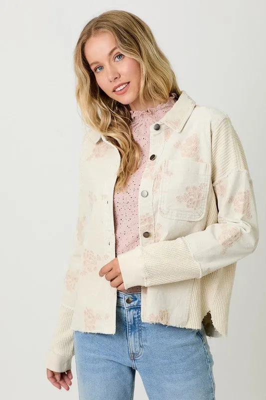 Flower Embroidery Hoodie Jacket - Assorted Colors