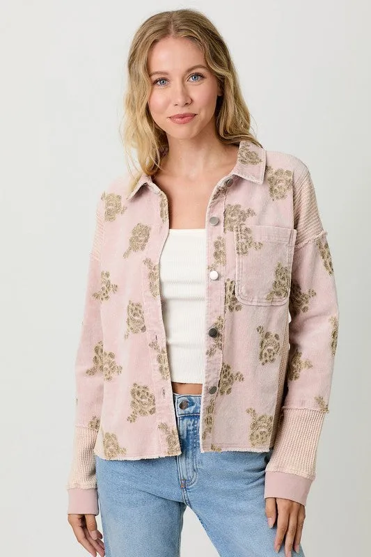 Flower Embroidery Hoodie Jacket - Assorted Colors