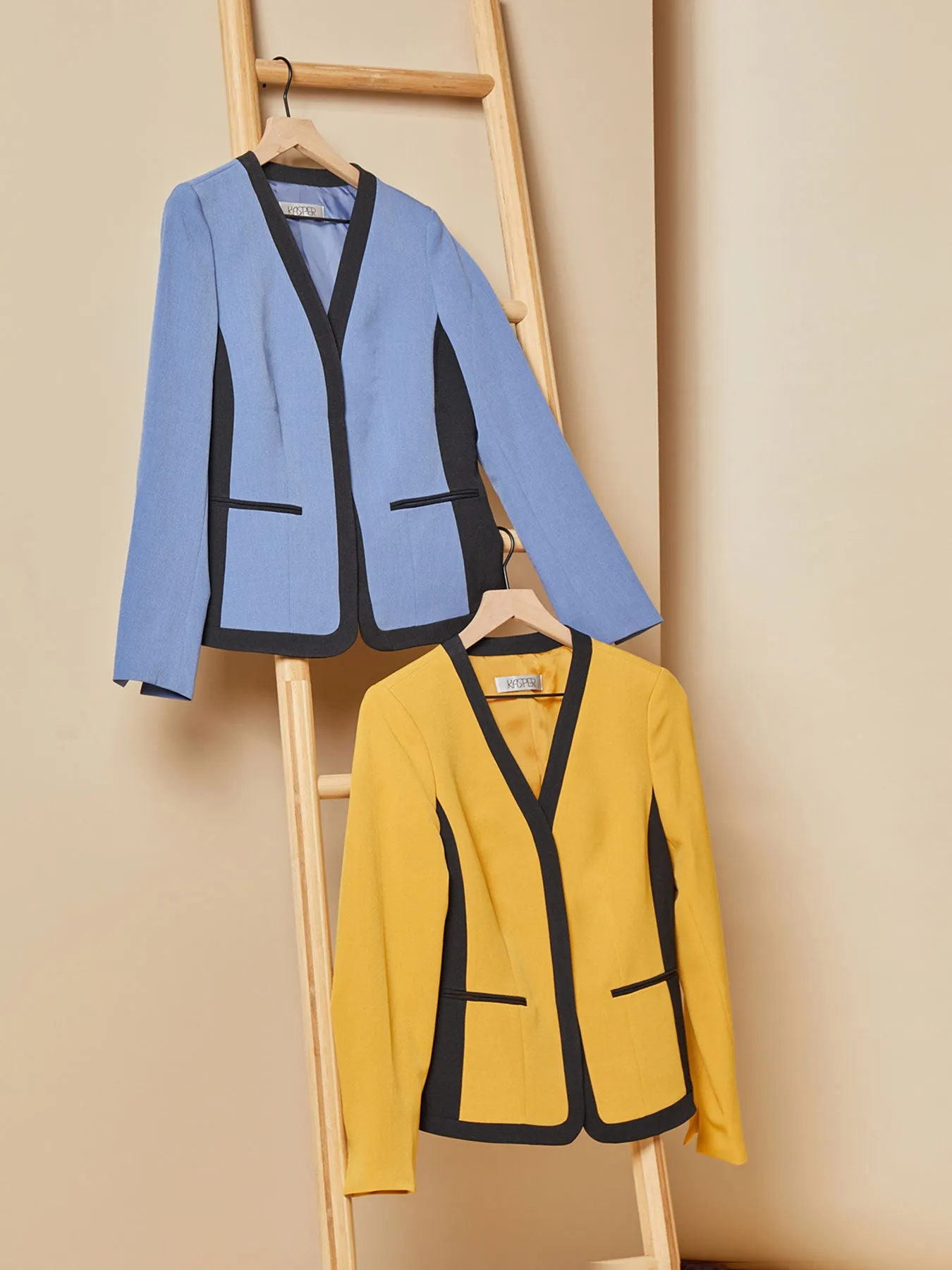 Framed Open Front Stretch Crepe Jacket