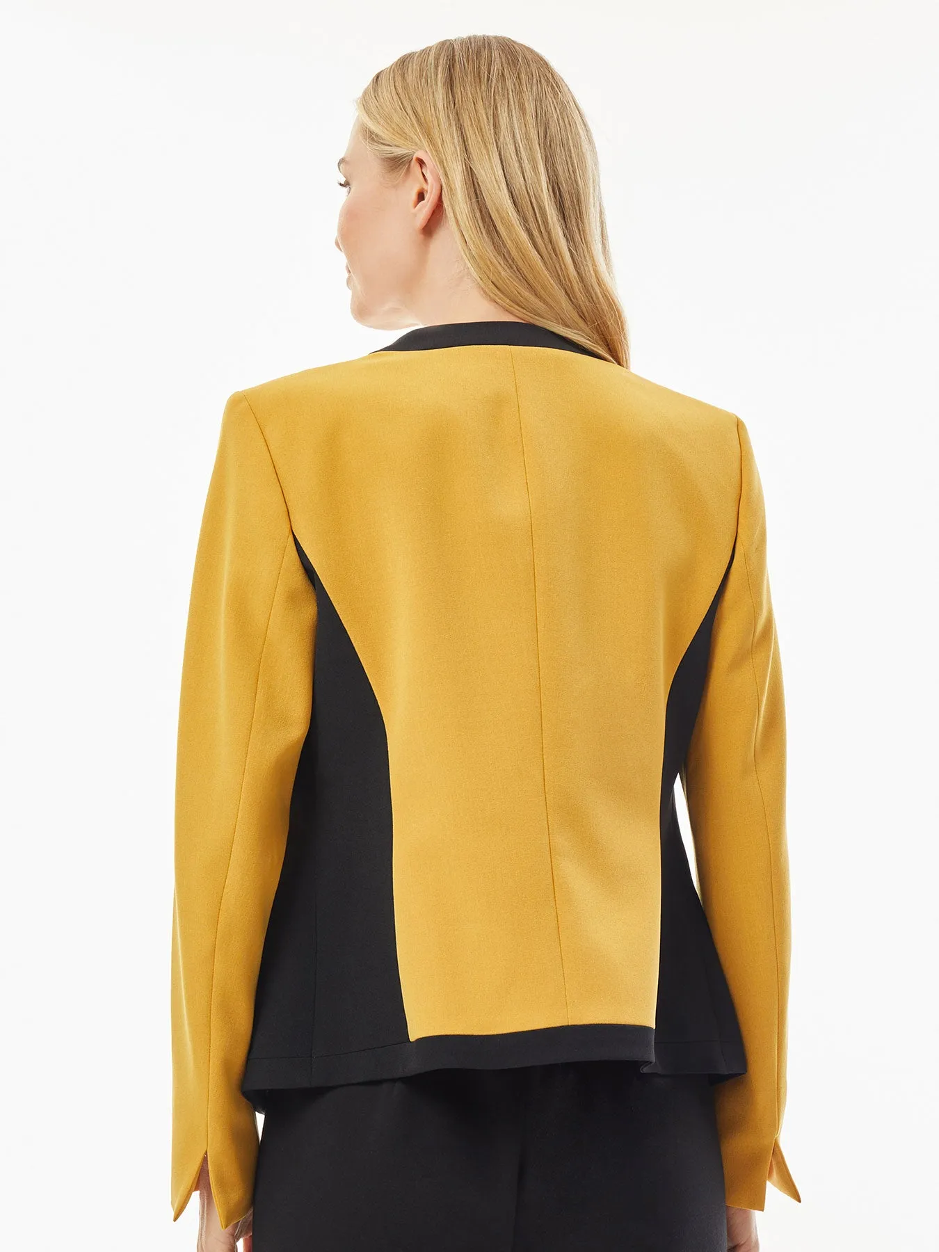 Framed Open Front Stretch Crepe Jacket