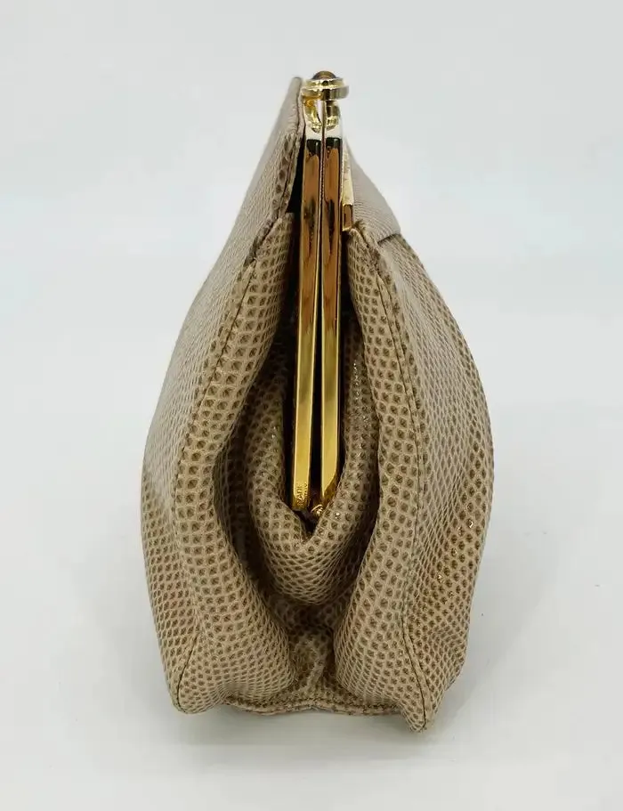 Judith Leiber Vintage Saks Tan Lizard Clutch