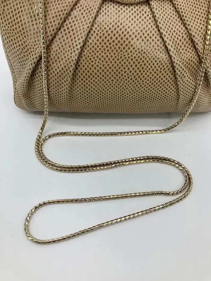 Judith Leiber Vintage Saks Tan Lizard Clutch