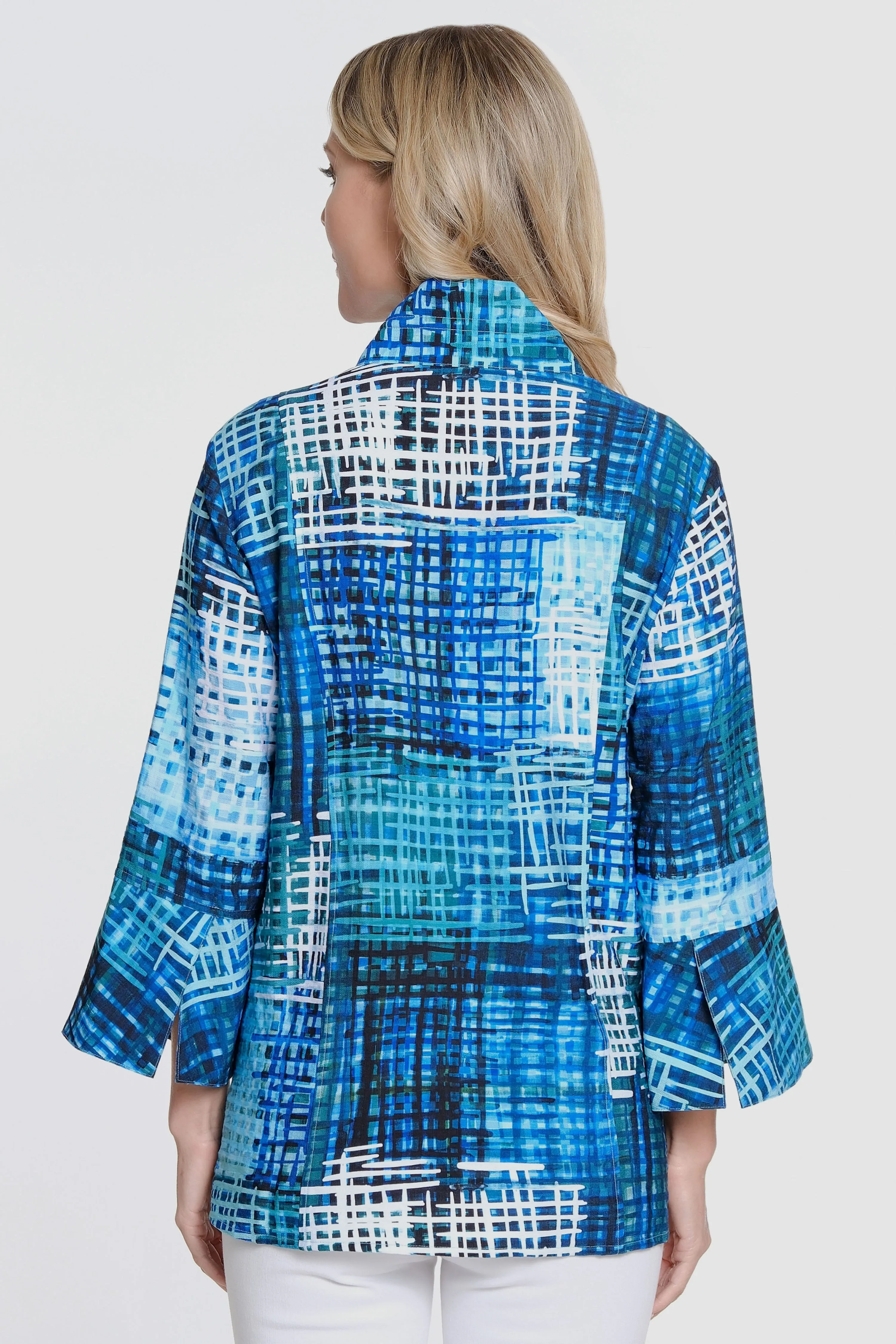 Knit Mesh Jacket - Petite - Royal Print