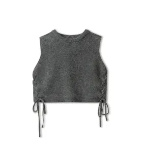 Lace-up Tie Vest IN: Grey