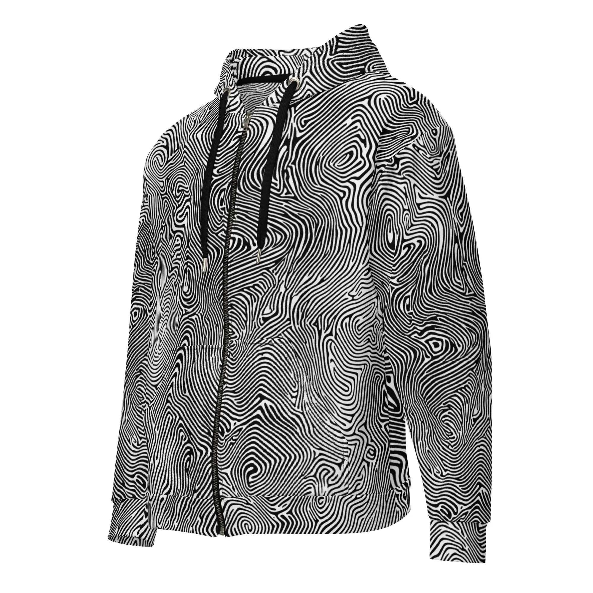 Line Art Optical Illusion Zip Up Hoodie