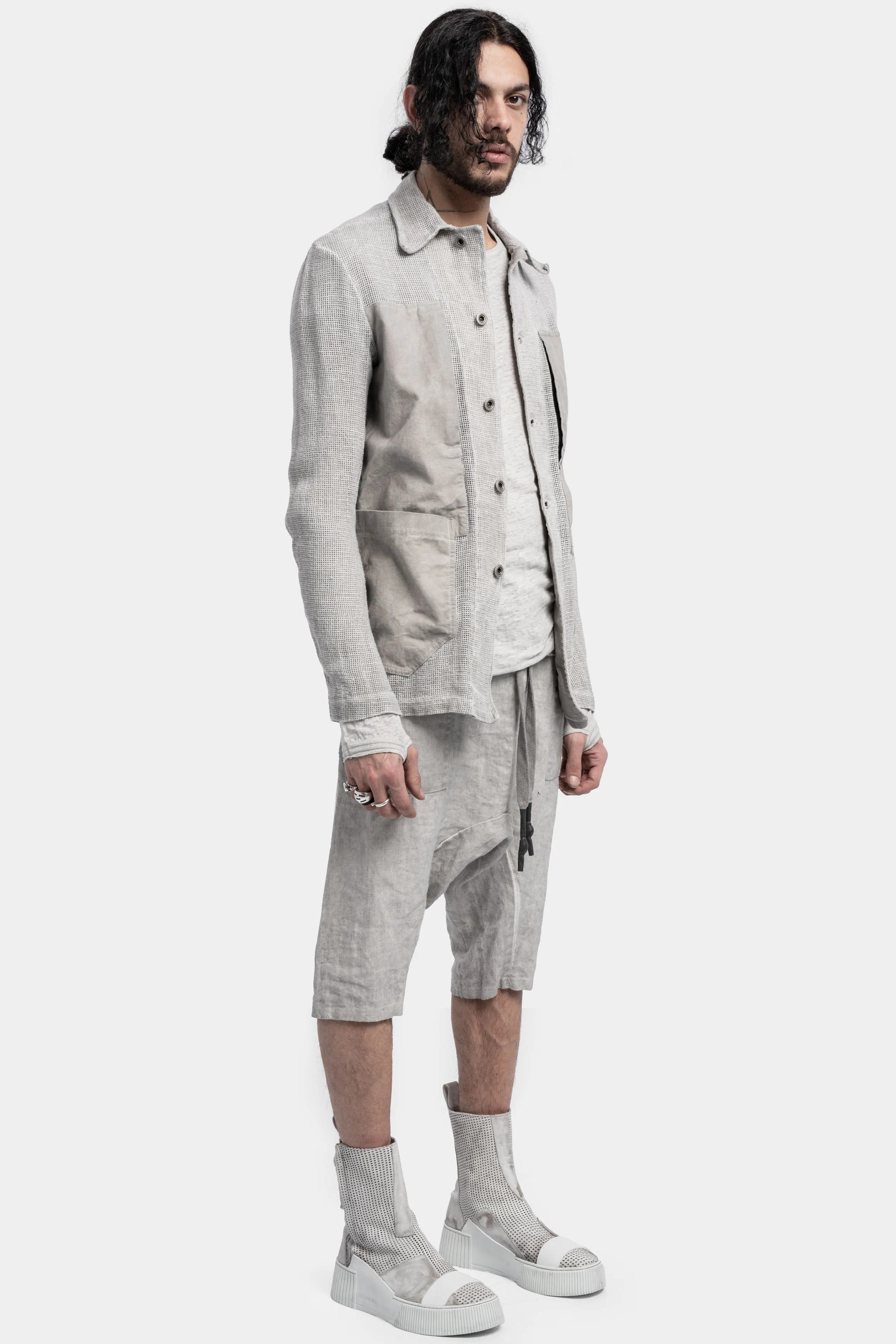 Linen knit worker jacket