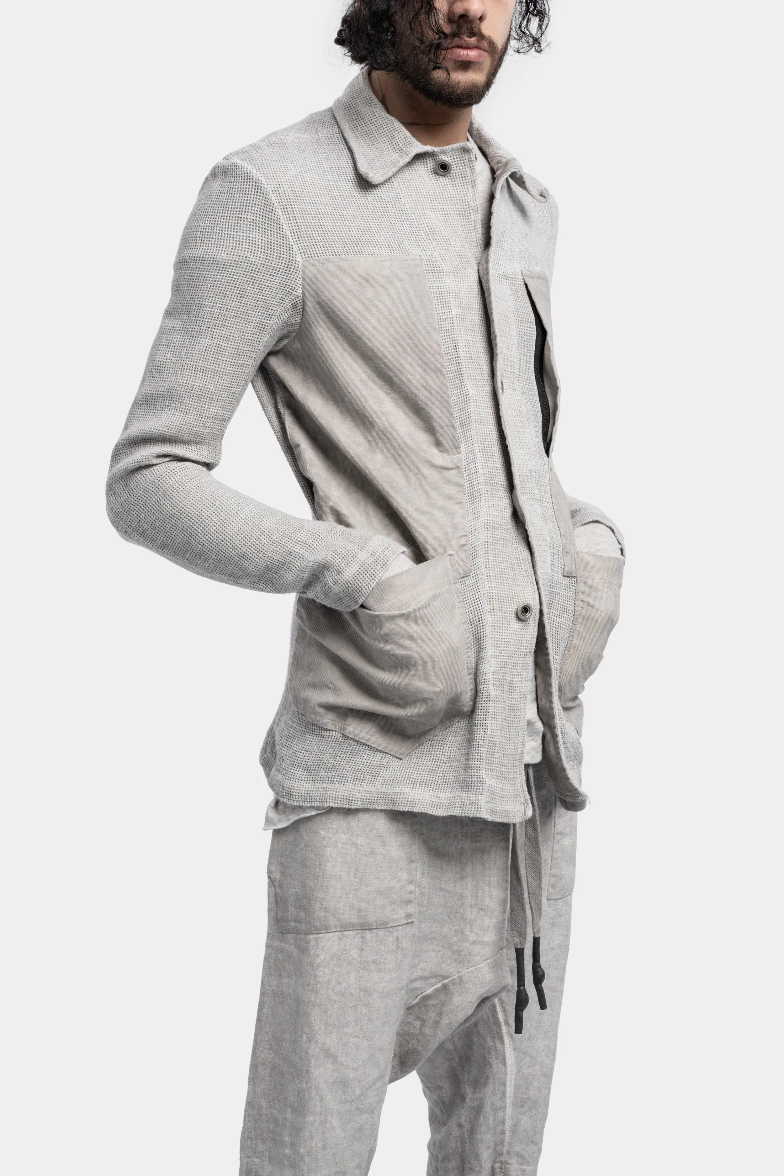 Linen knit worker jacket