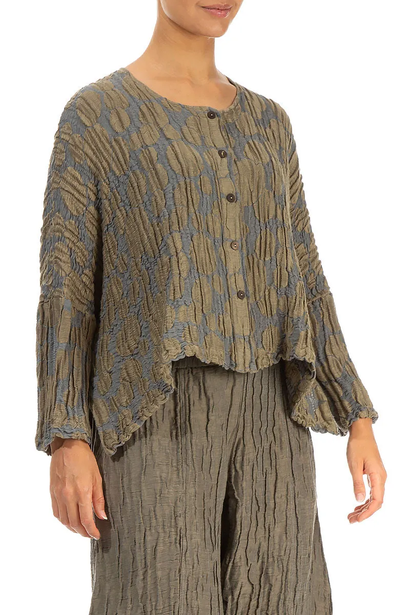 Loose Silver Sage Circle Silk Linen Jacket