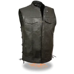 Men’s Side Lace Snap/Zip Front Club Style Vest