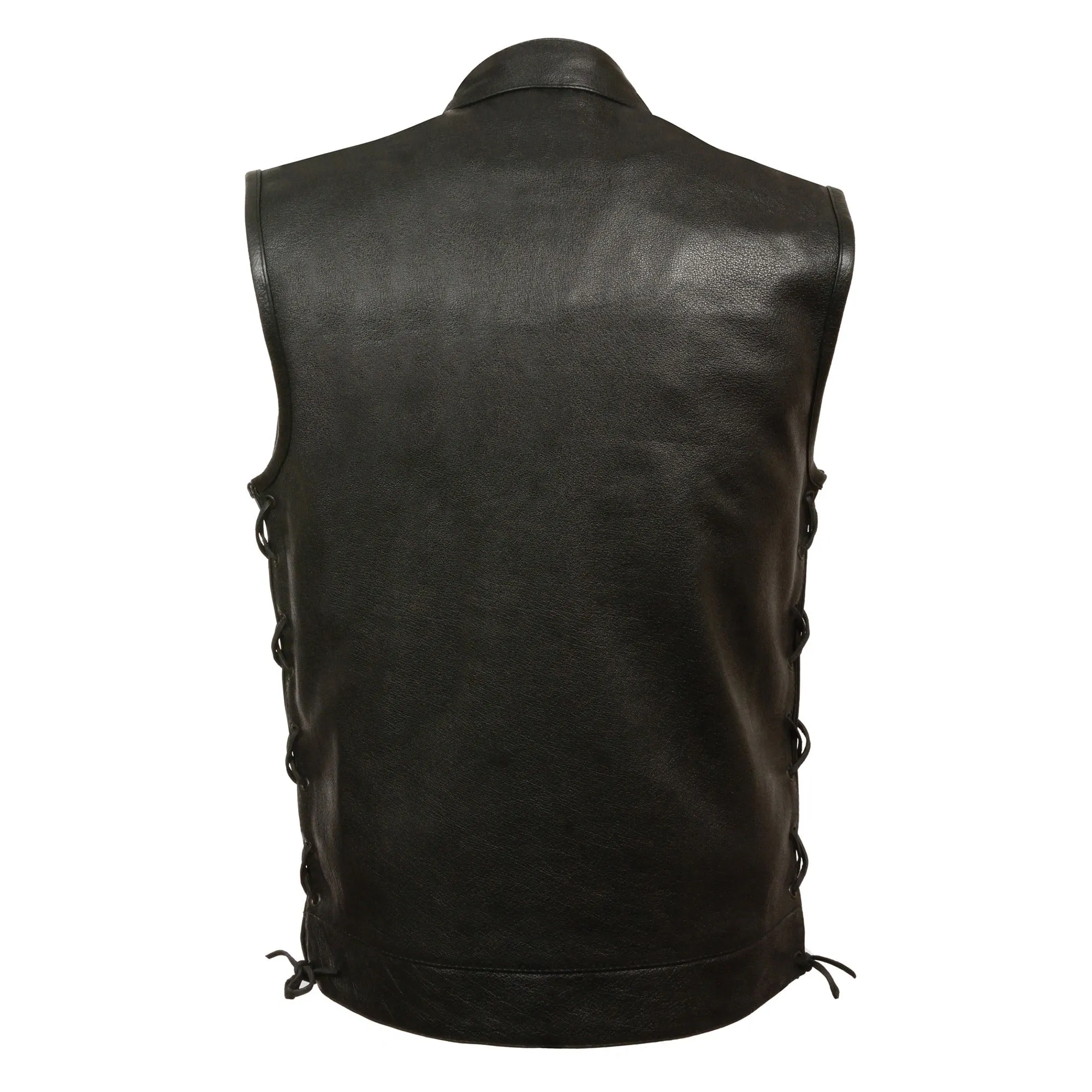 Men’s Side Lace Snap/Zip Front Club Style Vest