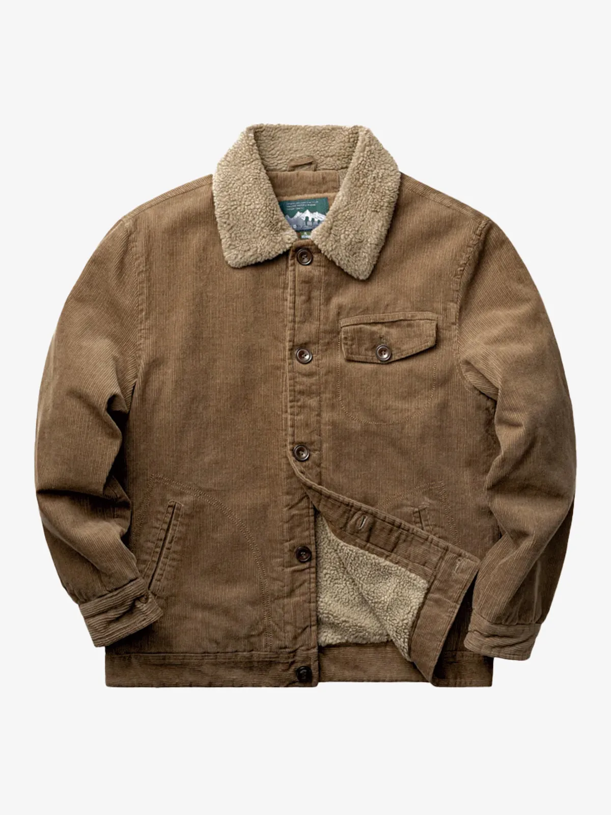 Military-Inspired Fur-Lined & Corduroy Flight Jacket