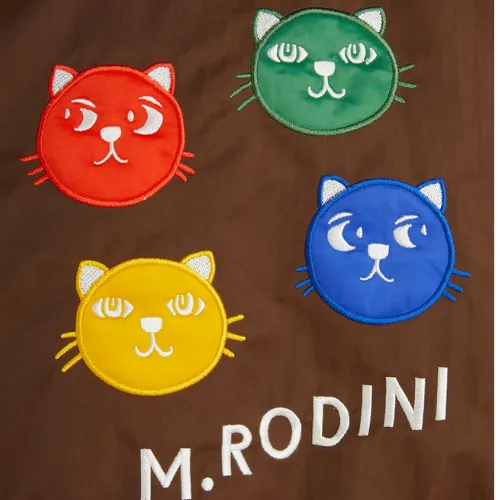 Mini Rodini Cool Cats Application Bomber Jacket, Brown