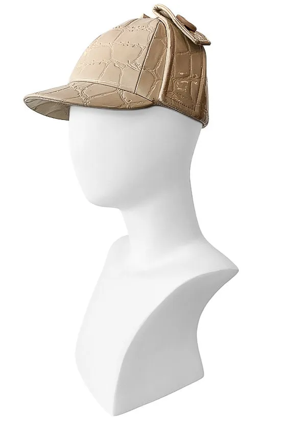 MIU MIU CREAM FAUX CROC HAT