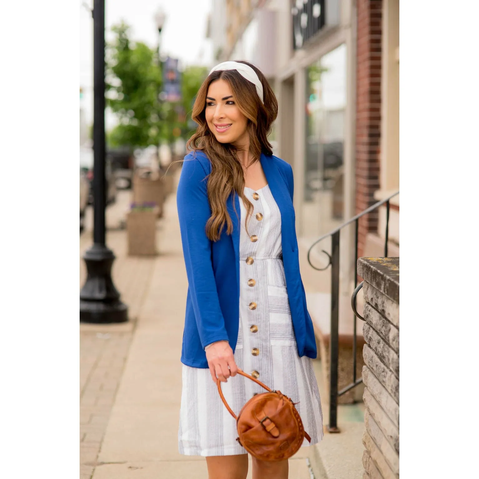 Mixed Striped Button Tank Dress