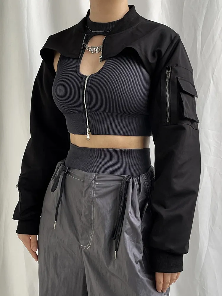 'Never Gets Old' Black Alternative Cropped Jacket