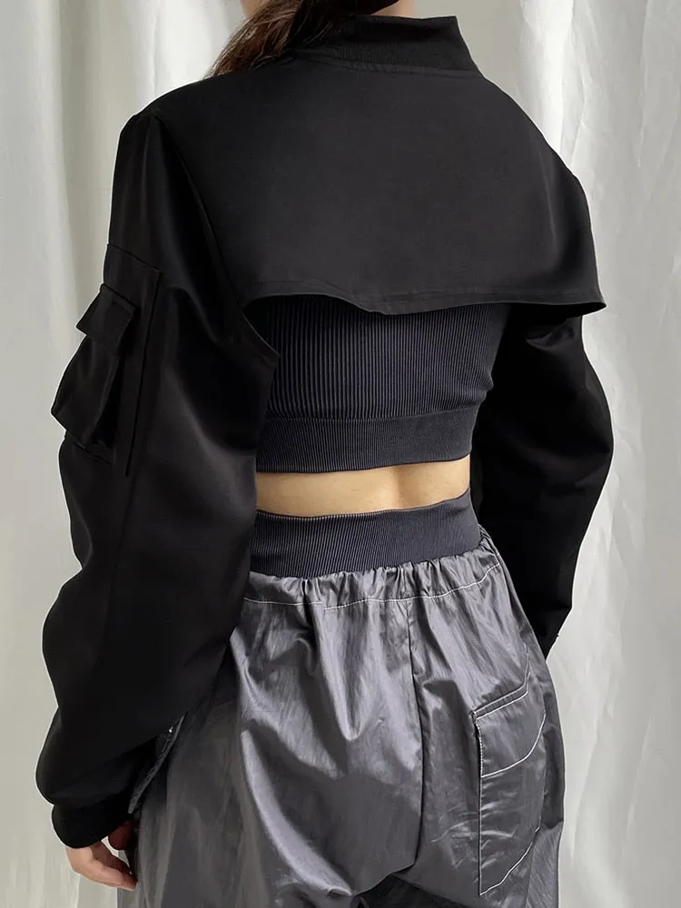 'Never Gets Old' Black Alternative Cropped Jacket