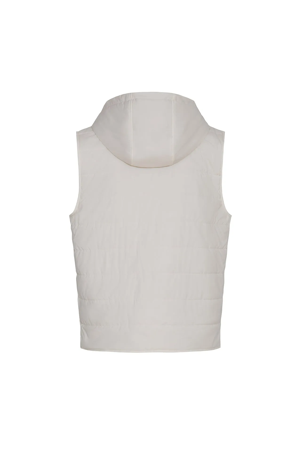 Reversible Nylon and Cotton Zip Vest in Ivory