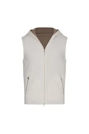 Reversible Nylon and Cotton Zip Vest in Ivory